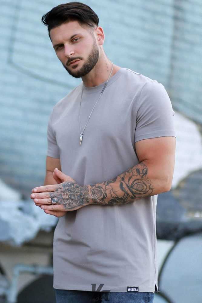 Steel Grey YoungLa 411 Perfect Tee - Straight Bottom | 4819-JVSXY