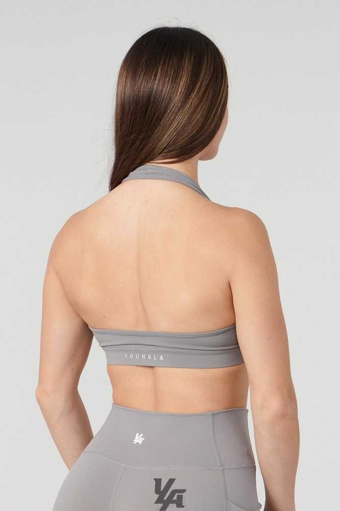 Stone Grey YoungLa W320 Power Backless Sports Bra | 4032-UHTCW