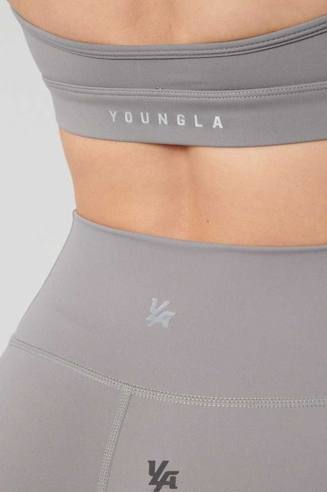 Stone Grey YoungLa W320 Power Backless Sports Bra | 4032-UHTCW