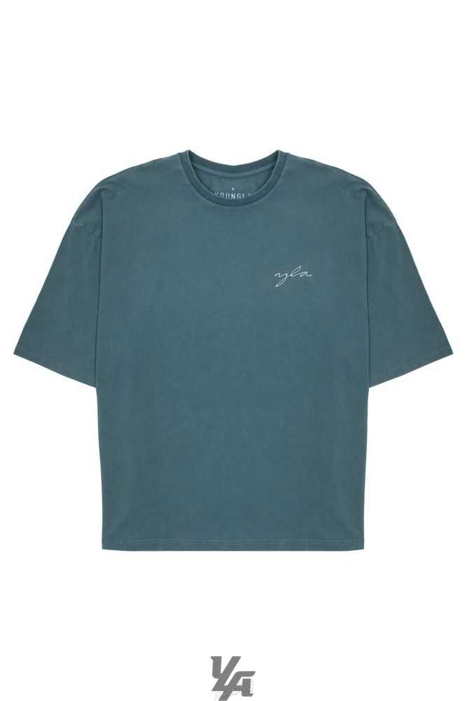 Teal Wash YoungLa 464 Skyline Super Sized Tees | 8675-RVNIE