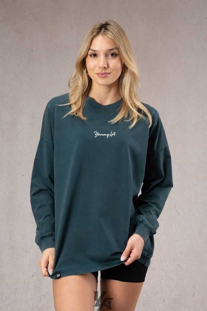 Teal Wash YoungLa W416 Retro Long Sleeve | 8637-KNGHJ