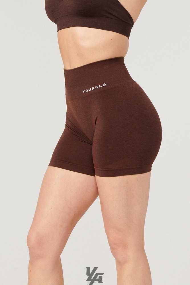 Tweed Brown YoungLa W120 - Core seamless scrunch shorts Fall 23 | 1640-ITUCY