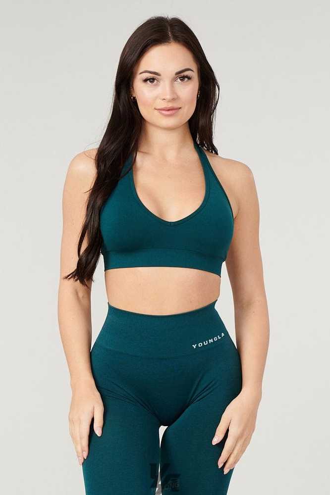 Velvet Teal YoungLa W328 - Core Seamless Halter sports bra | 7463-WJSRD