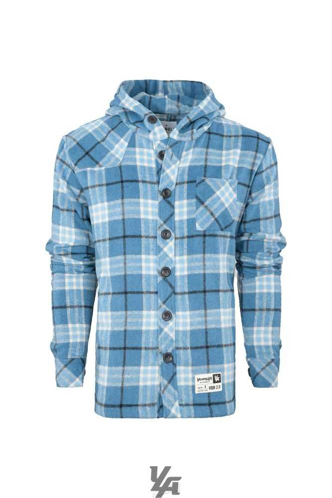 Wavy Blue YoungLa 431 Hooded Flannels | 4653-LYSJV