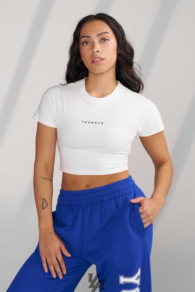 White/Blue YoungLa W435 - OG Baby Tee | 4395-XSNHL