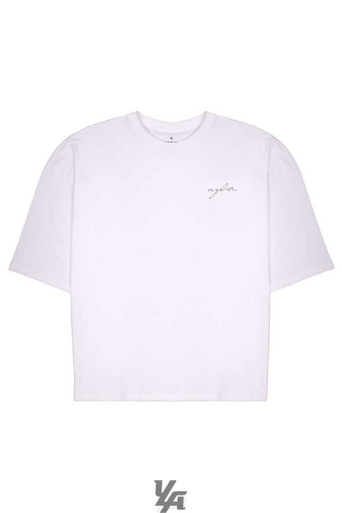 White Wash YoungLa 464 Skyline Super Sized Tees | 0916-QOUMV