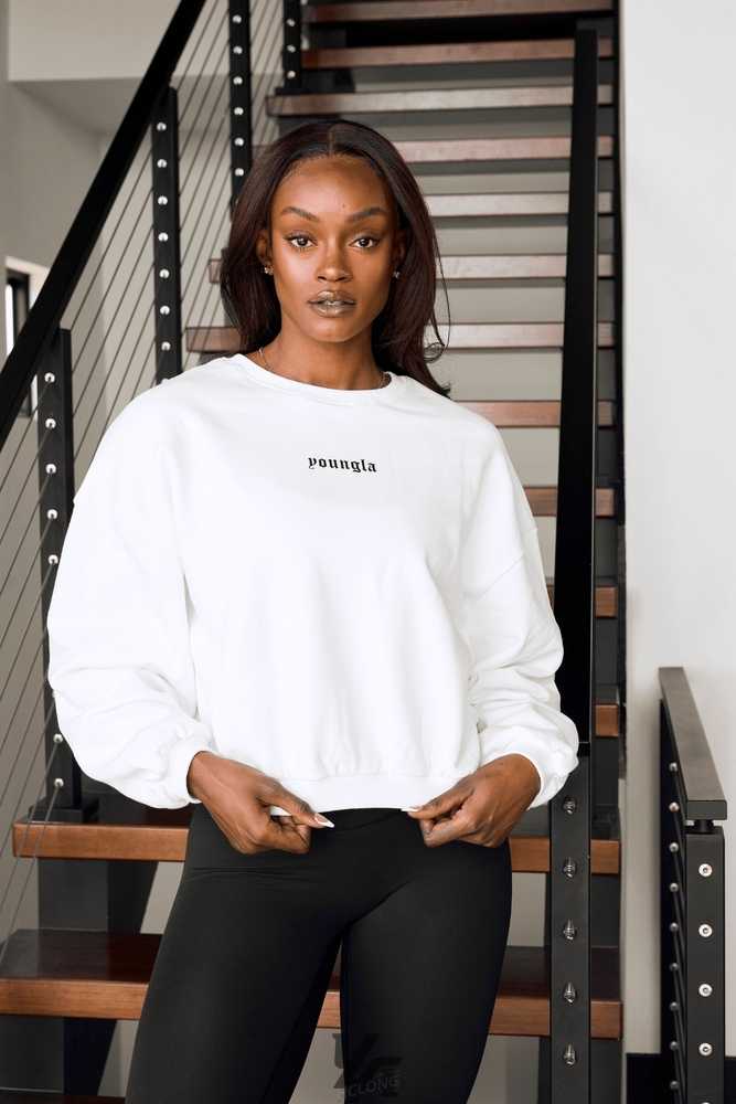 White YoungLa W513 - Willow Crewneck | 3867-TADZM